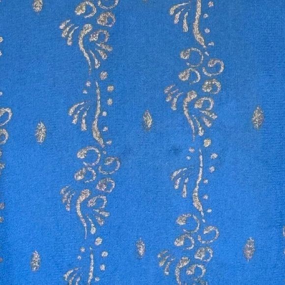 ISABEL MARANT ÉTOILE Sheer Silk Printed Button Up Top Blue Gold Size Small - Picture 5 of 11